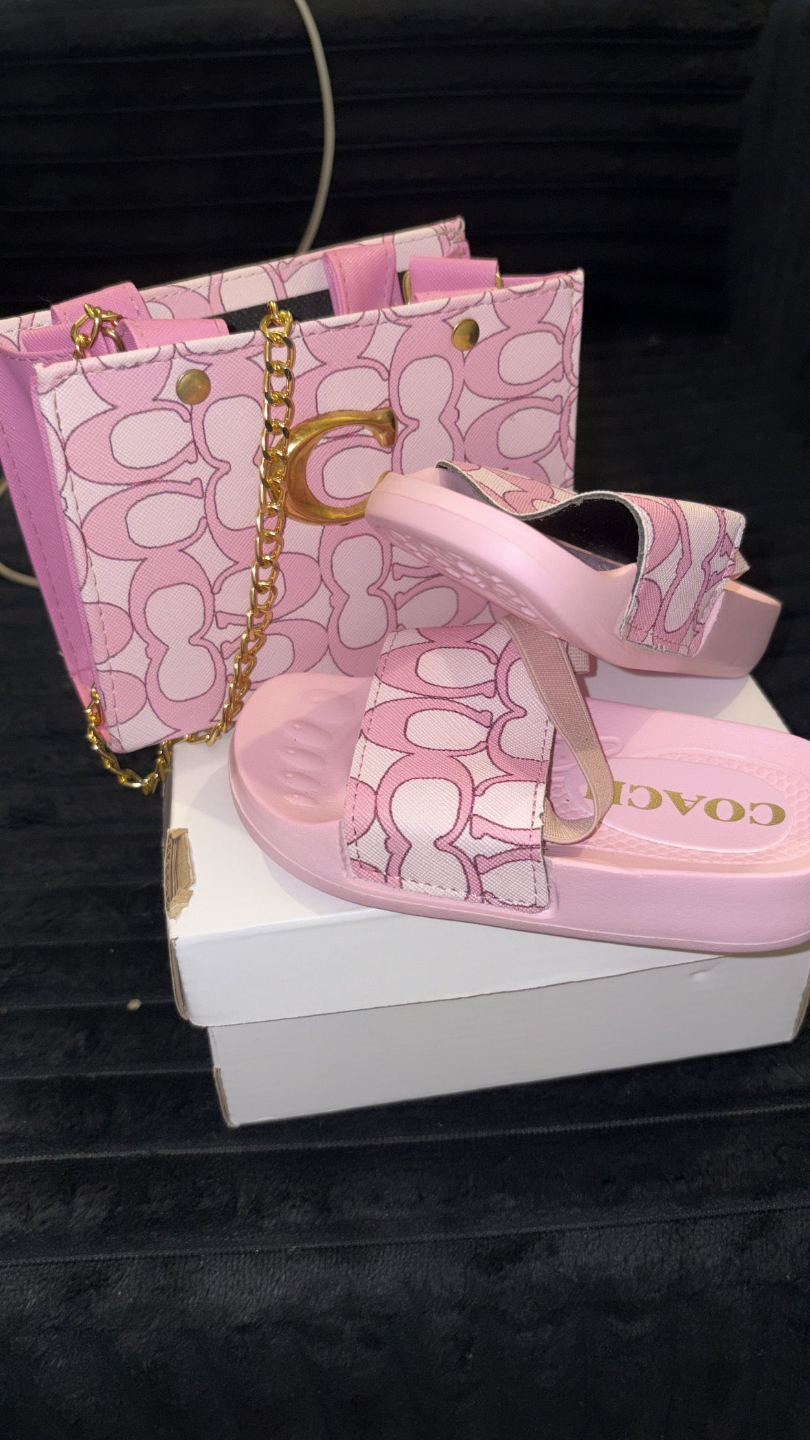 Pink baby coach slides 💕