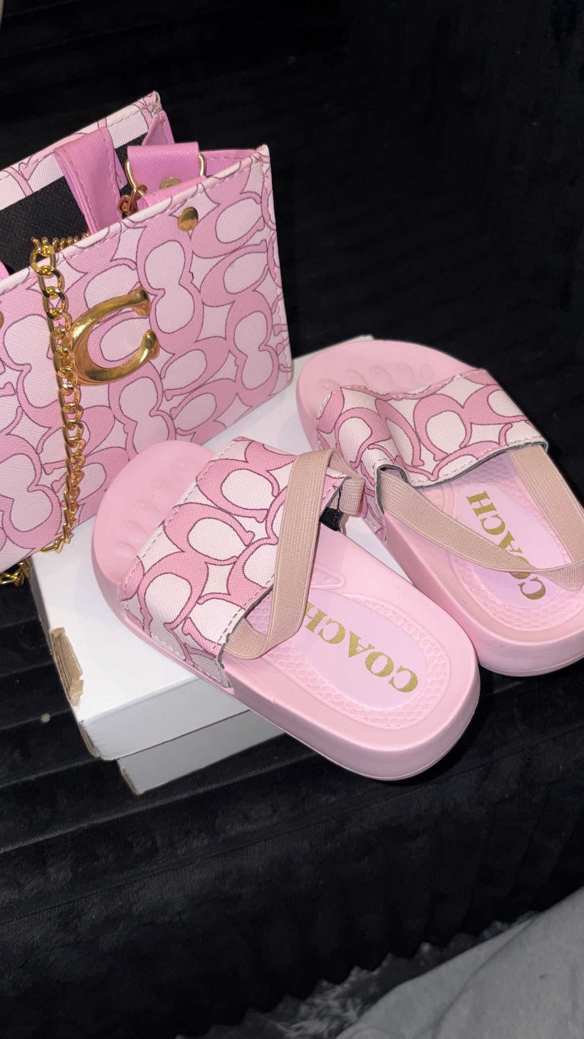 Pink baby coach slides 💕